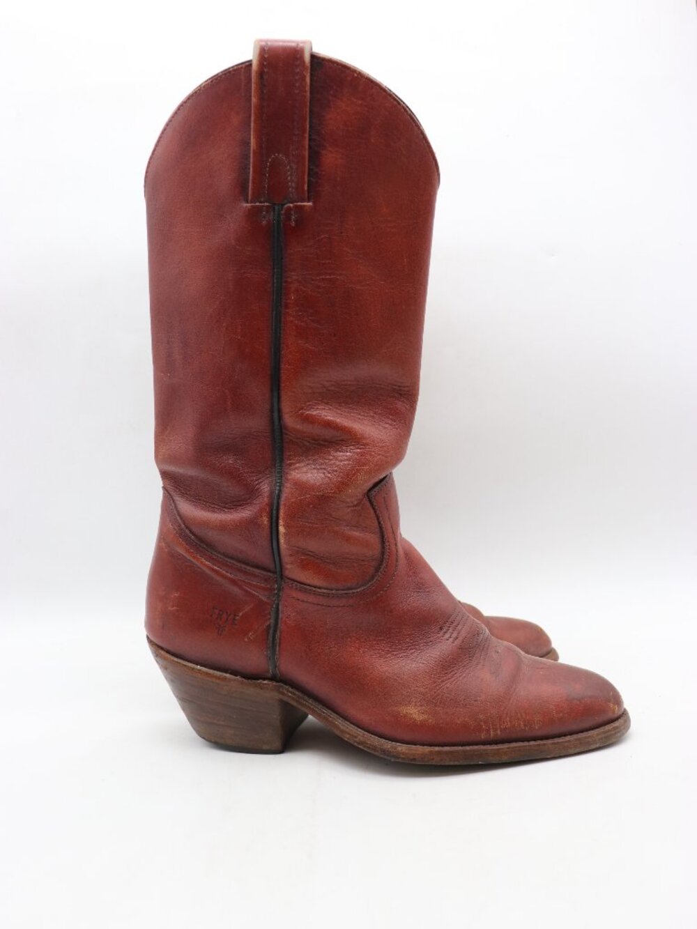 Vintage FRYE Men's Size 8.5 EE Brown Leather Cowboy Western Boots Made in USA